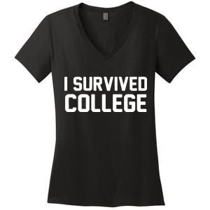 I Survived College Women's V-Neck T-Shirt