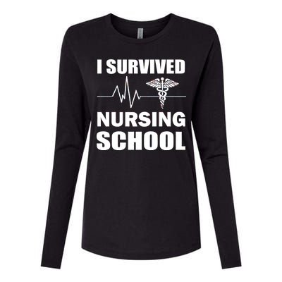 I Survived Nursing School Womens Cotton Relaxed Long Sleeve T-Shirt