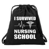 I Survived Nursing School Drawstring Bag