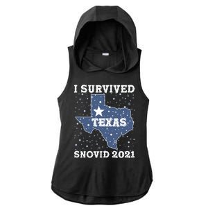 I Survived Snovid 2021Texas Snowstorm Ladies PosiCharge Tri-Blend Wicking Draft Hoodie Tank