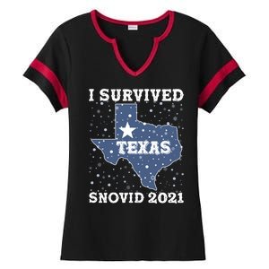 I Survived Snovid 2021Texas Snowstorm Ladies Halftime Notch Neck Tee