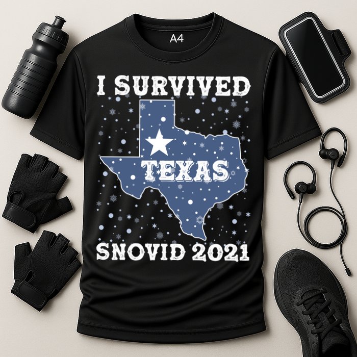 I Survived Snovid 2021Texas Snowstorm Cooling Performance Crew T-Shirt