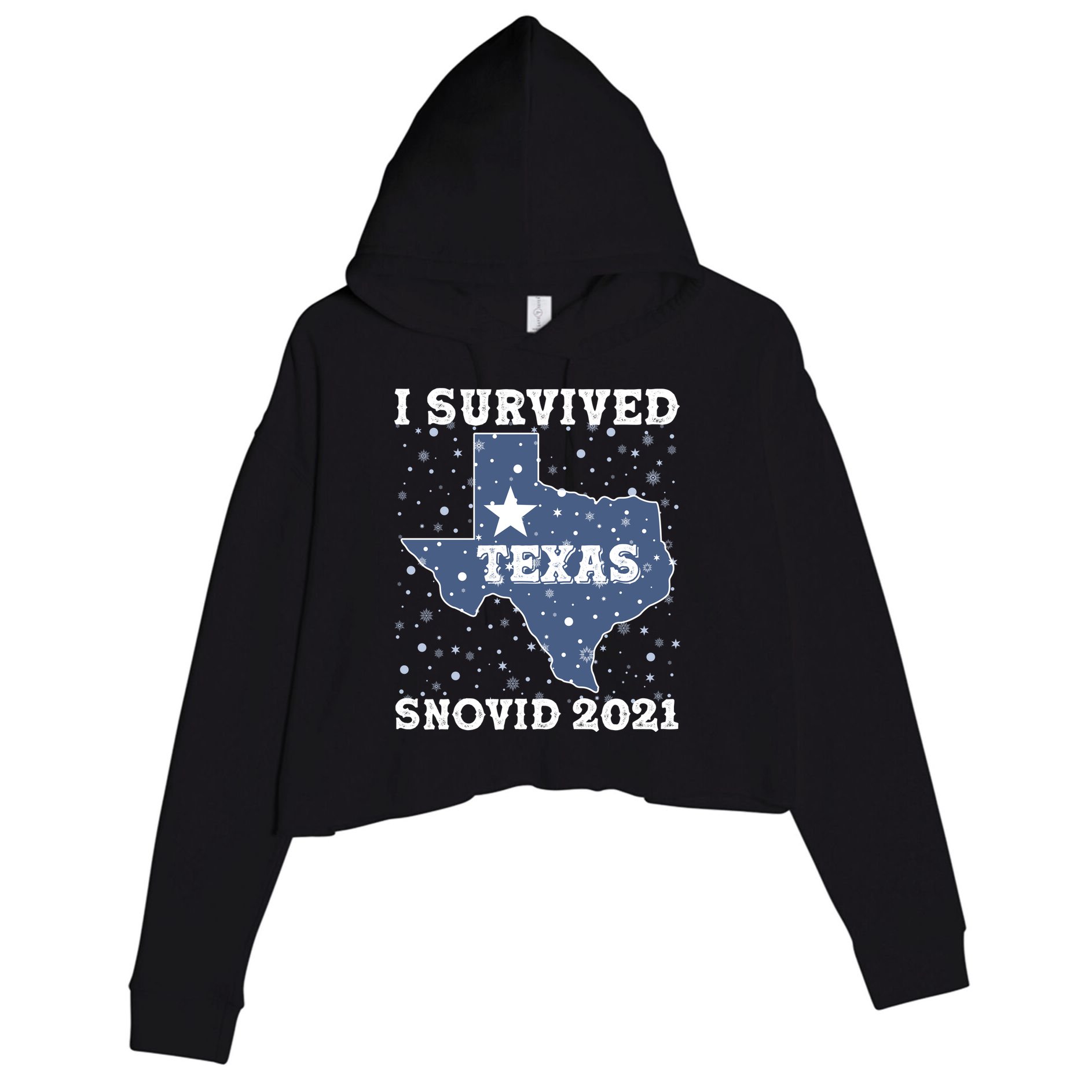 I Survived Snovid 2021Texas Snowstorm Crop Fleece Hoodie