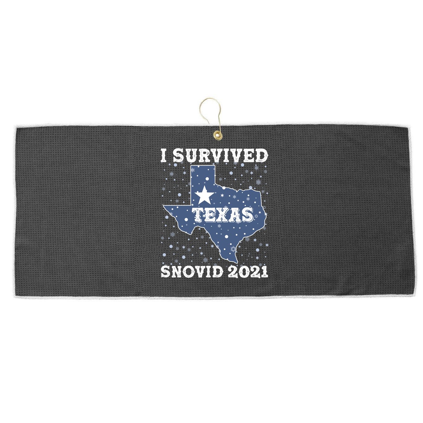 I Survived Snovid 2021Texas Snowstorm Large Microfiber Waffle Golf Towel