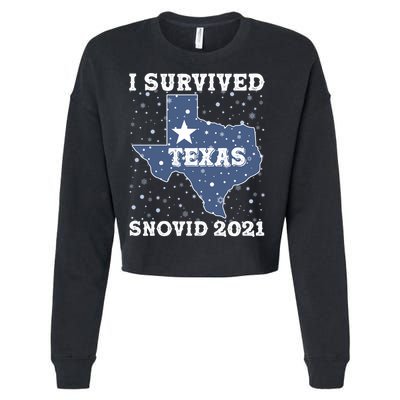 I Survived Snovid 2021Texas Snowstorm Cropped Pullover Crew