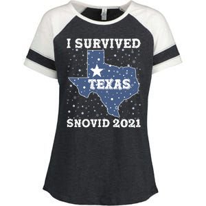 I Survived Snovid 2021Texas Snowstorm Enza Ladies Jersey Colorblock Tee