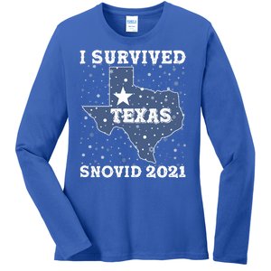 I Survived Snovid 2021Texas Snowstorm Ladies Long Sleeve Shirt