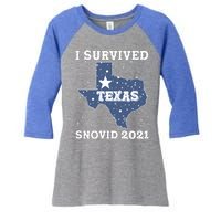 I Survived Snovid 2021Texas Snowstorm Women's Tri-Blend 3/4-Sleeve Raglan Shirt