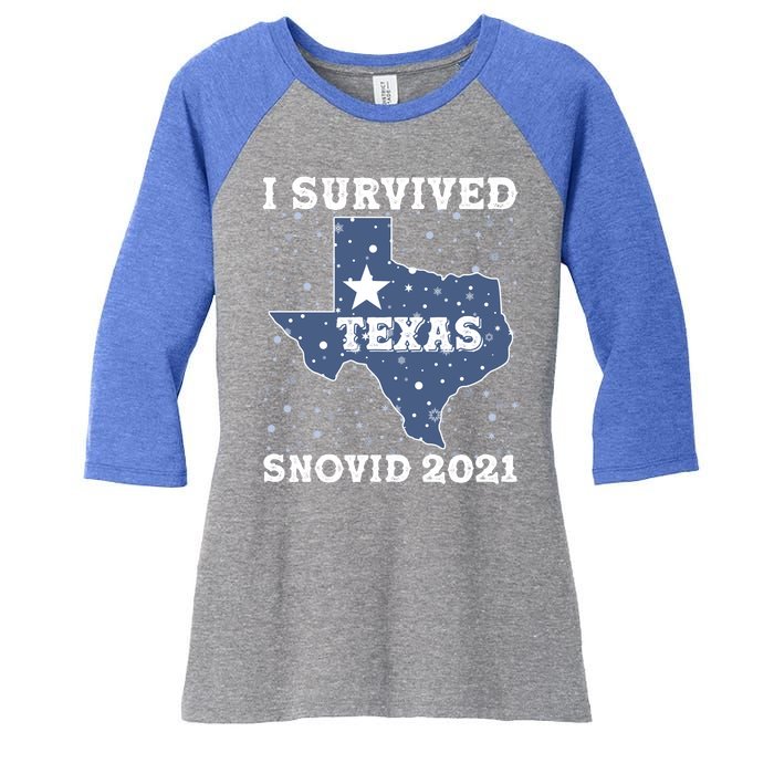 I Survived Snovid 2021Texas Snowstorm Women's Tri-Blend 3/4-Sleeve Raglan Shirt