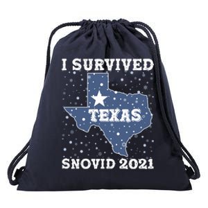 I Survived Snovid 2021Texas Snowstorm Drawstring Bag