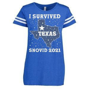 I Survived Snovid 2021Texas Snowstorm Enza Ladies Jersey Football T-Shirt