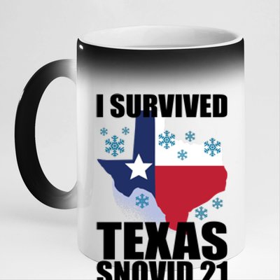 I Survived Texas Snow Storm Blizzard Snovid 21 11oz Black Color Changing Mug