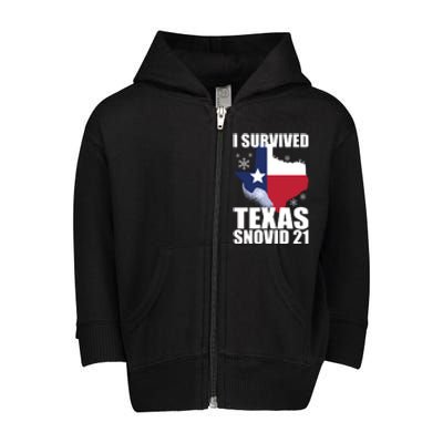 I Survived Texas Snow Storm Blizzard Snovid 21 Toddler Zip Fleece Hoodie