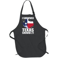 I Survived Texas Snow Storm Blizzard Snovid 21 Full-Length Apron With Pockets