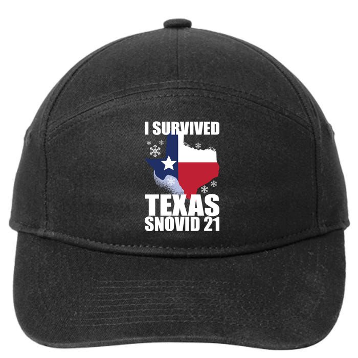 I Survived Texas Snow Storm Blizzard Snovid 21 7-Panel Snapback Hat