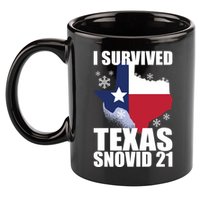 I Survived Texas Snow Storm Blizzard Snovid 21 11oz C Handle Ceramic Mug