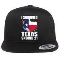 I Survived Texas Snow Storm Blizzard Snovid 21 Flat Bill Trucker Hat