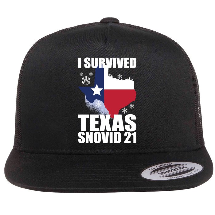 I Survived Texas Snow Storm Blizzard Snovid 21 Flat Bill Trucker Hat