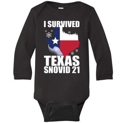 I Survived Texas Snow Storm Blizzard Snovid 21 Baby Long Sleeve Bodysuit