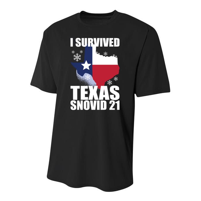 I Survived Texas Snow Storm Blizzard Snovid 21 Youth Performance Sprint T-Shirt