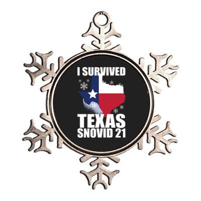 I Survived Texas Snow Storm Blizzard Snovid 21 Metallic Star Ornament