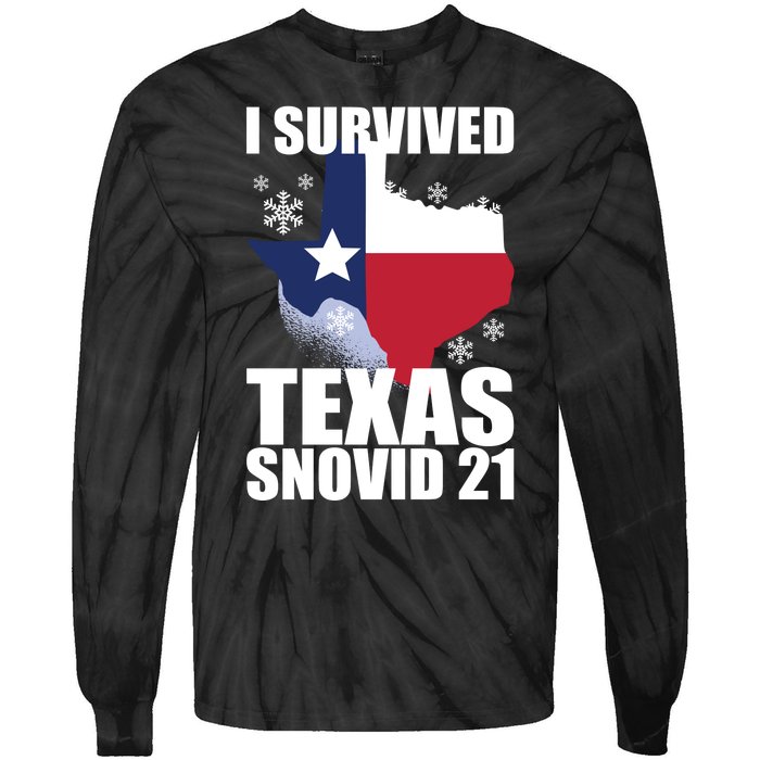 I Survived Texas Snow Storm Blizzard Snovid 21 Tie-Dye Long Sleeve Shirt