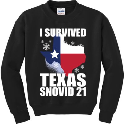 I Survived Texas Snow Storm Blizzard Snovid 21 Kids Sweatshirt