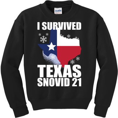 I Survived Texas Snow Storm Blizzard Snovid 21 Kids Sweatshirt