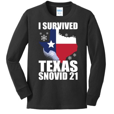 I Survived Texas Snow Storm Blizzard Snovid 21 Kids Long Sleeve Shirt