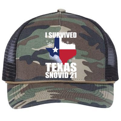 I Survived Texas Snow Storm Blizzard Snovid 21 Retro Rope Trucker Hat Cap