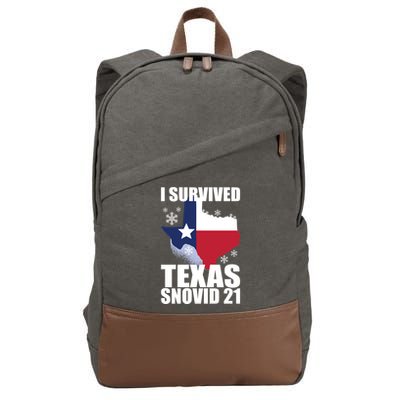 I Survived Texas Snow Storm Blizzard Snovid 21 Cotton Canvas Backpack