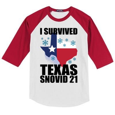 I Survived Texas Snow Storm Blizzard Snovid 21 Kids Colorblock Raglan Jersey