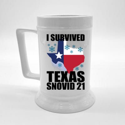 I Survived Texas Snow Storm Blizzard Snovid 21 Beer Stein