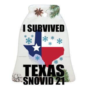 I Survived Texas Snow Storm Blizzard Snovid 21 Ceramic Bell Ornament