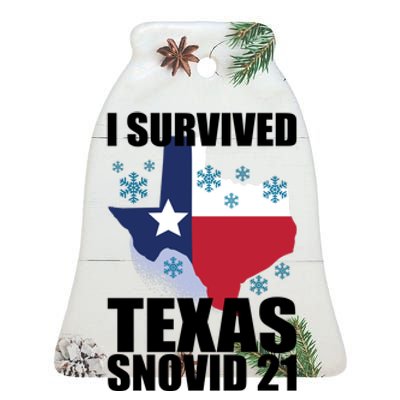 I Survived Texas Snow Storm Blizzard Snovid 21 Ceramic Bell Ornament