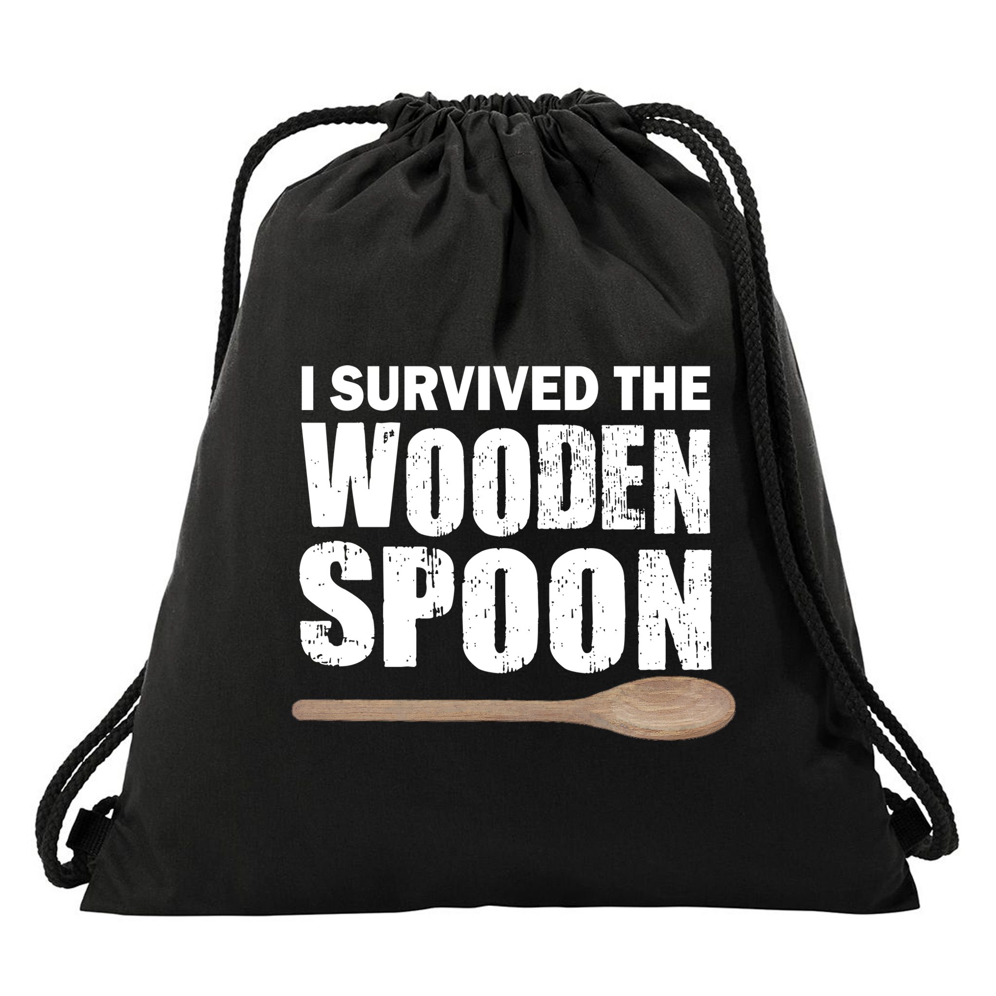 I Survived The Wooden Spoon Drawstring Bag