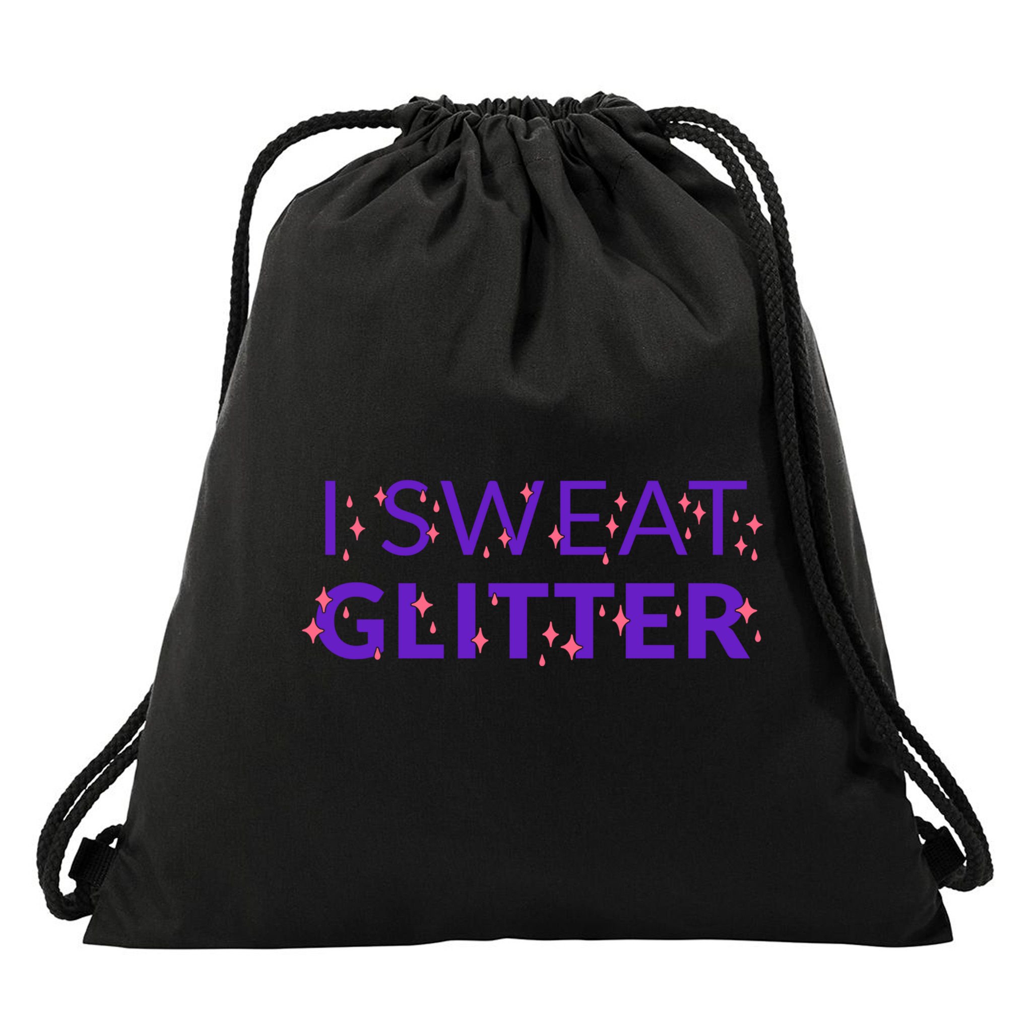 I Sweat Glitter Drawstring Bag