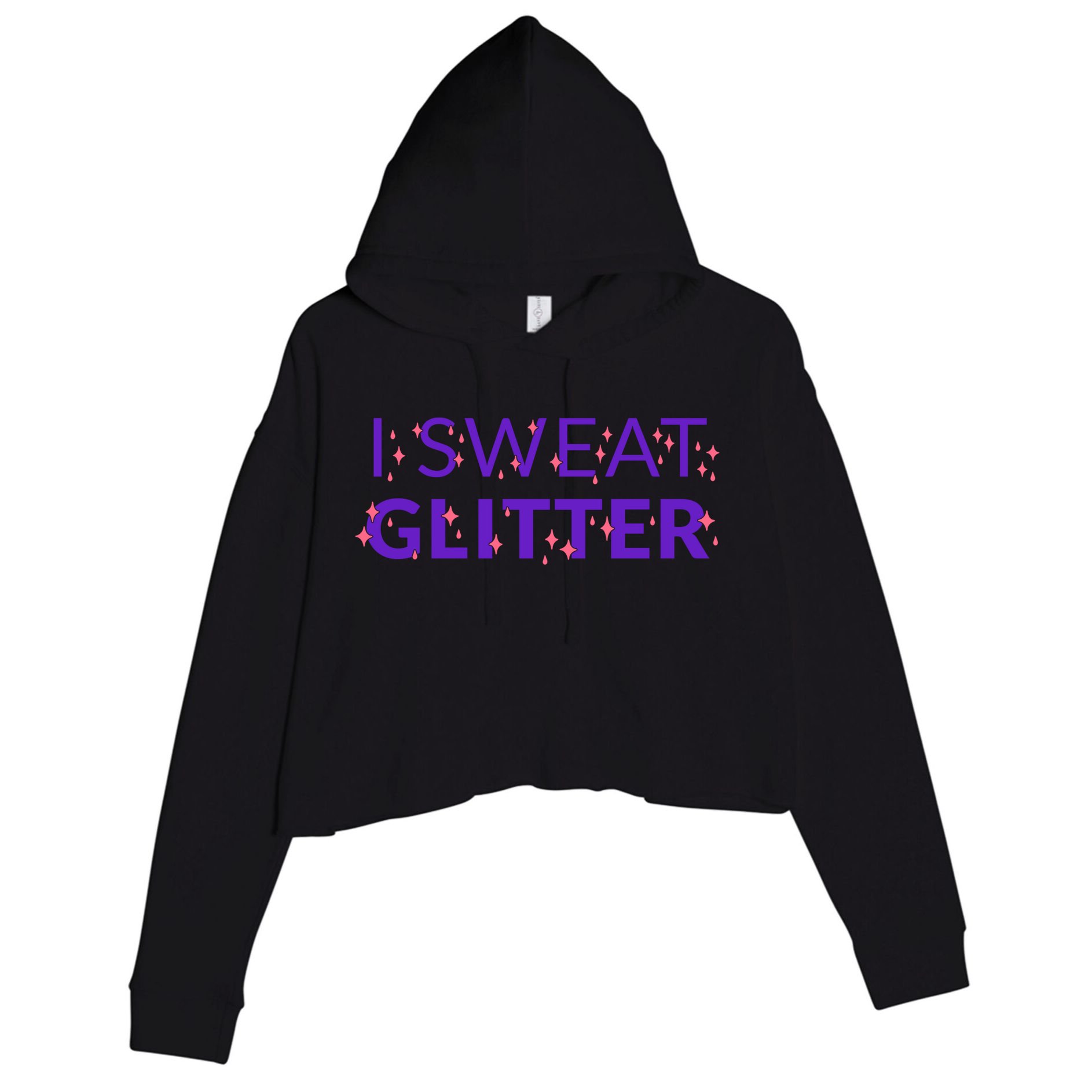 I Sweat Glitter Crop Fleece Hoodie
