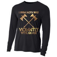 I Swing Both Ways Violently With An Axe Cooling Performance Long Sleeve Crew