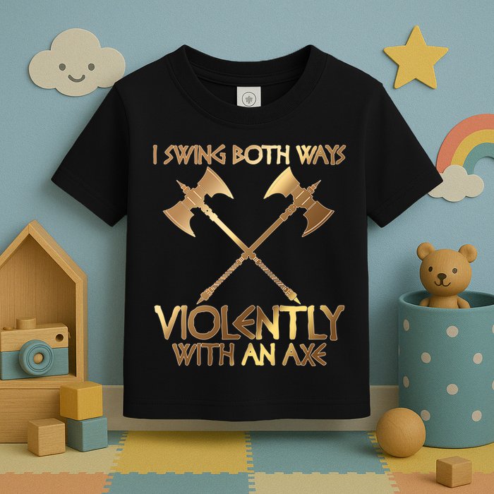 I Swing Both Ways Violently With An Axe Toddler T-Shirt