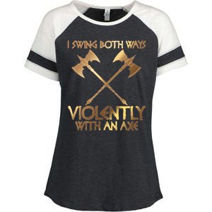 I Swing Both Ways Violently With An Axe Enza Ladies Jersey Colorblock Tee