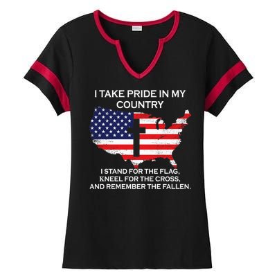 I Take Pride In My Country USA Ladies Halftime Notch Neck Tee