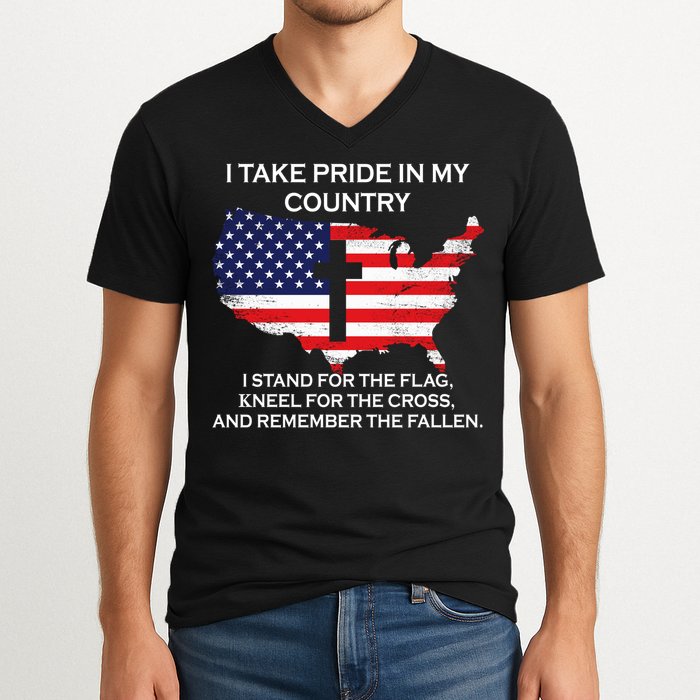 I Take Pride In My Country USA V-Neck T-Shirt