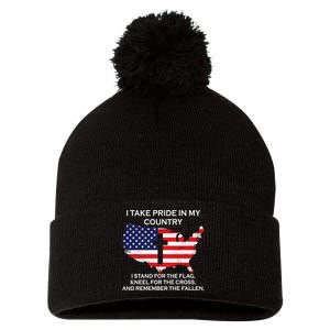 I Take Pride In My Country USA Pom Pom 12in Knit Beanie