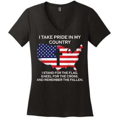 I Take Pride In My Country USA Women's V-Neck T-Shirt