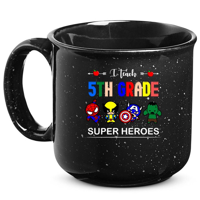 I Teach 5th Grade Superheroes 15oz Campfire Ceramic Mug