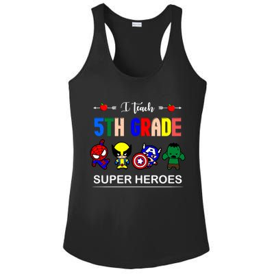 I Teach 5th Grade Superheroes Ladies PosiCharge Competitor Racerback Tank