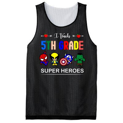 I Teach 5th Grade Superheroes Mesh Reversible Basketball Jersey Tank