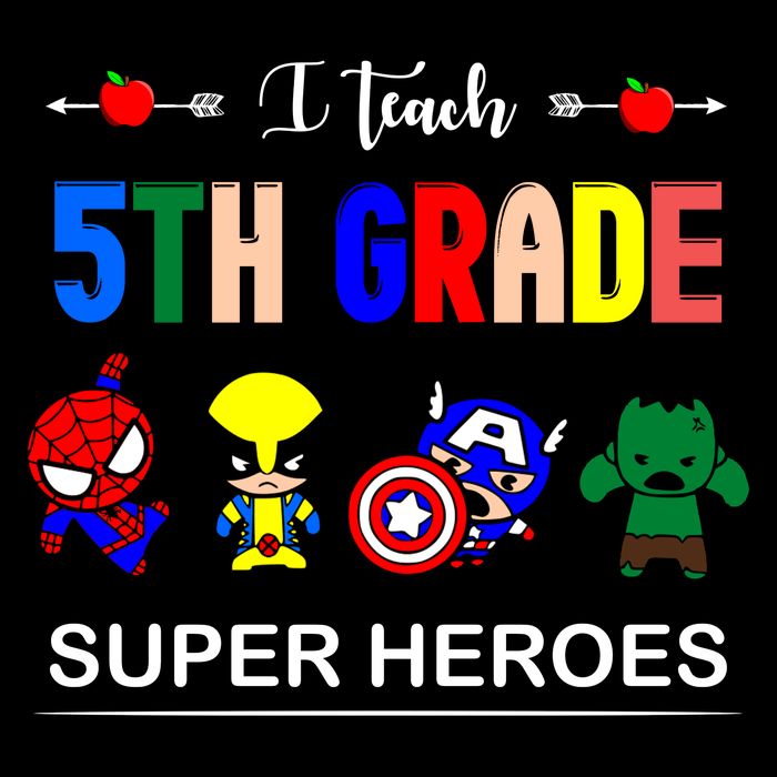 I Teach 5th Grade Superheroes Cooling Performance Long Sleeve Crew