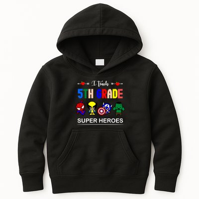 I Teach 5th Grade Superheroes Kids Hoodie